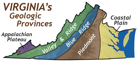 Map of geological regions of Virginia
